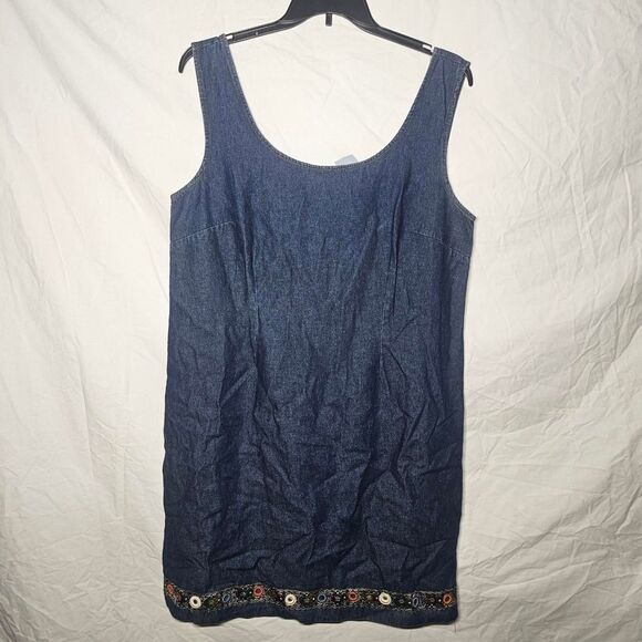 Dresses & Skirts - Vintage y2k 90s blue denim whimsigoth beaded hem dress